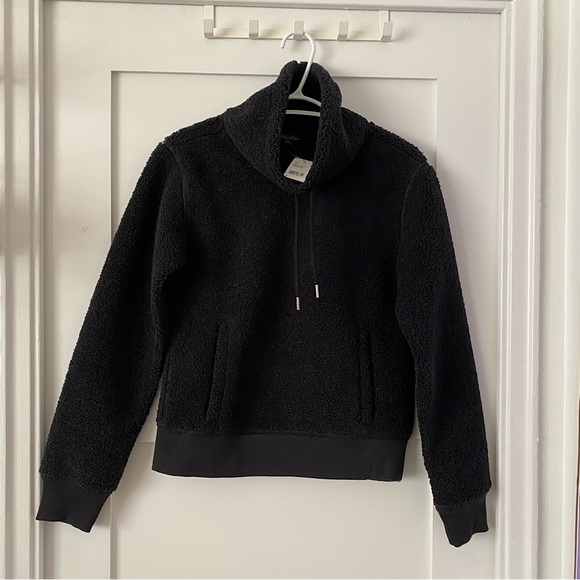 NWT Brooks Brothers Teddy Funnel Neck Sherpa Fleece in Black S/XS - Picture 2 of 5